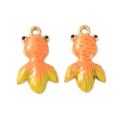 Оранжевый 304 нержавеющей стальной эмали подвески, ионное покрытие (ip), рыбы прелести, золотые, оранжевые, 25x15x3 мм, отверстие : 1.8 мм