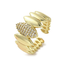 Horse Eye Латунь с покрытием стойки, манжеты из прозрачного циркония, без свинца и без кадмия, долговечный, реальный 18 k позолоченный, лошадиный глаз , размер США 7 1/4 (17.5 мм)