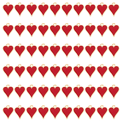 Красный 60шт. подвески из сплава с покрытием ствола, с эмалью, без кадмия, без никеля и без свинца, сердце, золотой свет, красные, 16x12.5x1.5 мм, отверстие : 1.8 мм