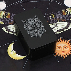 Черный Железные коробки для сбора карт Таро в форме кошки, футляры для хранения карт Таро, прямоугольные, чёрные, 13x8.3x6 см