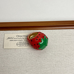 Клубника Кольца из эмалевого сплава для женщин, фрукты, клубника, внутренний диаметр: 20 мм