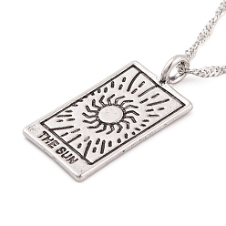 Others Alloy Pendant Necklaces, with Singapore Chains, Tarot Necklaces, The Sun, 16.14 inch(41cm)