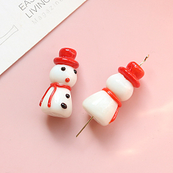 Снеговик Бусины лэмпворк ручной работы на новогоднюю тематику, снеговик, 26x11 мм