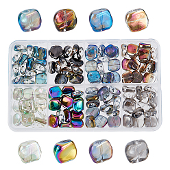 (52) Непрозрачная лаванда 120шт 8 цвета гальваники прозрачные стеклянные бусины, AB цвет, витой квадрат, разноцветные, 11.5~12x10.5~11x5 мм, отверстие : 1.2 мм, 15 шт / цвет