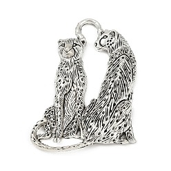 Античное Серебро Сплавочные подвески тибетского стиля, леопард, античное серебро, 62x46x6 мм, отверстие : 7 мм
