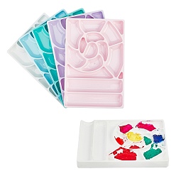 Mixed Color Nail Art Plastic Color Palettes, Nail Art Painting Gel Palette Manicure Tool, Rectangle, Mixed Color, 120x80x12mm, 5pcs/set