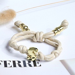 Античный Белый Браслеты из хлопкового шнура с плетеным узлом и буквой S, латунные подвески в виде букв алфавита для женщин и мужчин, золотые, старинный белый, внутренний диаметр: 1.97~2.76 дюйм (5~7 см)