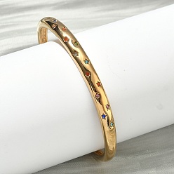 Coloré 304 bracelets manchettes en acier inoxydable avec strass pour femmes, étoiles, réel 18 k plaqué or, placage ionique (ip), plaqué longue durée, colorées, diamètre intérieur: 1.89 pouces (4.8 cm) x2.40 pouces (6.1 cm)