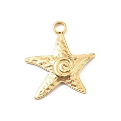 Морская звезда 304 подвески из нержавеющей стали, реальный 18 k позолоченный, морская звезда, 22.5x20x2 мм, отверстие : 3 мм