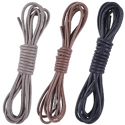 (52) Непрозрачная лаванда 3 пары 3 цвета круглый вощеный шнур шнурок, разноцветные, 1200x3 мм, 1 пара / цвет