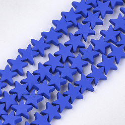 Синий Окрашенного распылением немагнитных синтетических нитей гематита бусы, звезда, синие, 9x9x2.5 мм, отверстие : 0.8 мм, около 59~60 шт / нитка, 15.5 дюйм