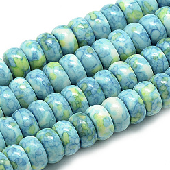 Deep Sky Blue Synthetic Ocean White Jade Beads Strands, Dyed, Rondelle, Deep Sky Blue, 10x5~6mm, Hole: 1.5mm about 72pcs/strand, 16.3 inch