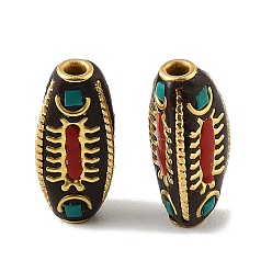 Barrel Handmade Polymer Clay Indonesia Beads, with Resin & Unplated Brass, Colorful, Barrel with Scorpion, 20x9x8mm, Hole: 2mm