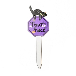 Cat Shape Halloween Theme Wood Garden Stake, Ground Insert Decor, for Yard, Lawn, Garden Decoration, Cat Shape, 290x96x3.5mm
