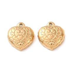Настоящее золото 18K 304 подвески из нержавеющей стали, ионное покрытие (ip), сердце прелести, реальный 18 k позолоченный, 14x12.5x5 мм, отверстие : 1.2 мм