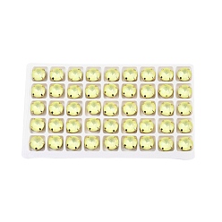 Нарцисс Aurora(jm) пришиваем горный хрусталь, граненый стеклянный горный хрусталь, многожильных ссылки, с латунной оправой золотистого цвета, плоско-круглые, бледно-желтый цвет, 10x6.5 мм, отверстие : 1 мм