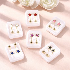 Звезда 304 из нержавеющей стали серьги, с эмалью, золотые, звезда, 17.5x6.5x8.5 мм