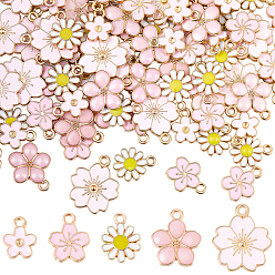 Pink 100 шт 5 стили подвески из сплава эмали, , золотой свет, розовые, 12.5~20.5x10~17.5x1.5~2 мм, отверстие : 1.2~2 мм, 20 шт / стиль