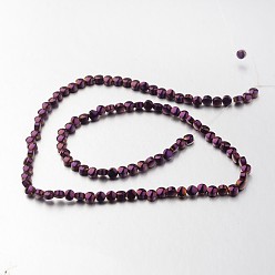 Purple Plated Electroplate Non-magnetic Synthetic Hematite Bead Strands, Flat Round, Purple Plated, 4x3mm, Hole: 1mm, about 102pcs/strand, 15.7 inch