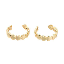 Настоящее золото 18K Регулируемые латунные манжеты, открытые кольца, сердце, реальный 18 k позолоченный, размер США 7 1/4 (17.5 мм)