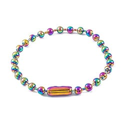 Rainbow Color Ионное покрытие (IP) 304 ожерелья-цепочки из нержавеющей стали для женщин, Радуга цветов, 16.93 дюйм (43 см), бусина : 10 mm