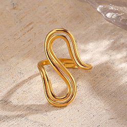 Золотой 304 открытые манжеты из нержавеющей стали для женщин, золотые, 31 мм, внутренний диаметр: регулируемый