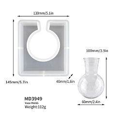 Rectangle DIY Silicone Molds, Resin Casting Molds, For UV Resin, Epoxy Resin, White, Rectangle, 145x130x40mm