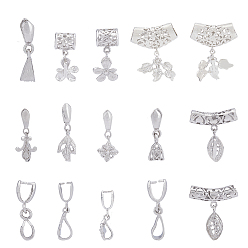 Платина 28шт 9 стиль латунные зажимные скобы, трубчатые поручни и поручни для ледоруба, листьев и цветов, платина, 23.5~39 мм