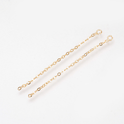 Real 18K Gold Plated Brass Chain Extender, Nickel Free, Real 18K Gold Plated, 42x3mm, Hole: 1.5mm