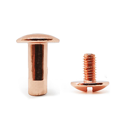 Розовое Золото Латунная заклепка, с железными винтами, для кошелька сумочка обувь кожаный ремень для одежды, розовое золото , 15x11 мм, 10.5x11 мм