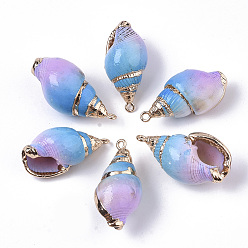 Темно-Голубой Аэрозольная краска и гальванические спиральные подвески, с золотыми тонами латунных петель, глубокое синее небо, 32~40x17~20x15~17 мм, отверстие : 1.6 мм