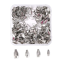 Нержавеющая Сталь Цвет 400шт. 4 размер 304 нержавеющая сталь, складные обжимные концы, загибаем концы шнура, цвет нержавеющей стали, 6~8.5x2~4.8x2~3 мм, отверстие : 2.5~4x0.8~1.2 мм, 100шт / размер