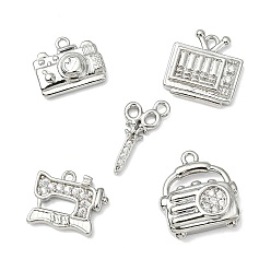 Платина 10 шт 5 стили латунные микропаве прозрачные кубические циркониевые подвески, без кадмия, без никеля и без свинца, долговечный, разнообразные, платина, 11~17x13~15.5x2.5~4.5 мм, отверстие : 1.4~1.6 мм, 2 шт / стили