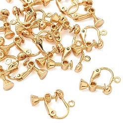 Real 18K Gold Plated SHEGRACE Brass Screw Clip-on Earring Findings, with Loop, Cadmium Free & Nickel Free & Lead Free, Long-Lasting Plated, Real 18K Gold Plated, 13.5x18x5mm, Hole: 1.6mm