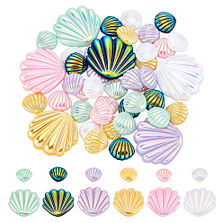 (52) Непрозрачная лаванда 54 шт 12 стили кабошоны из непрозрачной смолы, радужный, формы раковины, разноцветные, 19~38x19~40x6~8.5 мм