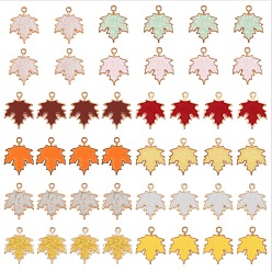 (52) Непрозрачная лаванда 44 шт 4 подвески из цинкового сплава в стиле осени, с эмалью, кленового листа, золотой свет, разноцветные, 24x19x1.5~2 мм, отверстие : 1.5~1.6 мм