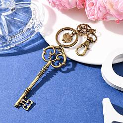 Античная Бронза Подвеска в виде головы кошки из сплава и плоского круга со звездой и ключом, с поворотной застежкой, античная бронза, 161 мм