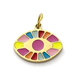 Разноцветный 304 из нержавеющей стали шармы эмали, с целью перехода в кольце, очарование глаз, реальный 18 k позолоченный, ионное покрытие (ip), красочный, 9.5x11.5x1.5 мм, отверстие : 2.5 мм