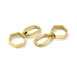 Real 14K Gold Plated Ion Plating(IP) 304 Stainless Steel Charms, Hexagon Charm, Real 14K Gold Plated, 10.5x8.5x2mm, Hole: 3.5x6.5mm