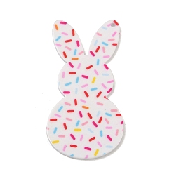 Белый Подвески из акрила с пасхальным принтом, кролик, белые, 53x28x2 мм, отверстие : 1.6 мм