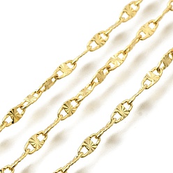 Настоящее золото 18K Латунные овальные звенья цепи, пайки, с катушкой, без свинца и без кадмия, долговечный, стойки покрытие, реальный 18 k позолоченный, 6x3x0.5 мм