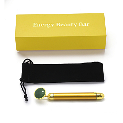 Green Aventurine Natural Green Aventurine Electric Massage Sticks, Massage Wand (No Battery), Fit for AA Battery, with Zinc Alloy Finding, Massage Tools, with Box, 155x16mm