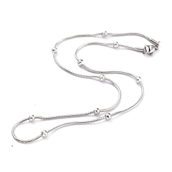 Нержавеющая Сталь Цвет Не тускнеет 304 ожерелья из круглой цепи-змейки из нержавеющей стали, с круглыми шариками и омаров коготь застежками, цвет нержавеющей стали, 16.53 дюйм (42 см), 1.5 мм