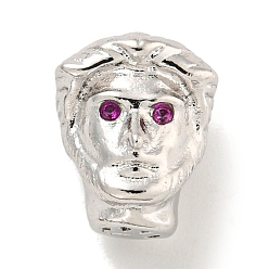 Platin Farbe Messing Micro Pavé Kamelie Zirkonia Perlen, Cadmiumfrei und Nickel frei und Bleifrei, Mann, Platin Farbe, 12x9.5x10 mm, Bohrung: 1.2 mm