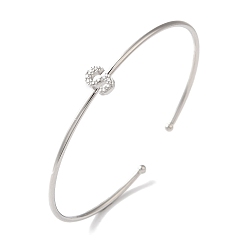 Letter S Браслеты на открытой манжете с прозрачным покрытием из латуни с микро-паве и кубическим цирконием, браслеты с крутящим моментом для женщин, платина, без свинца и без кадмия, Письмо с, внутренний диаметр: 1-7/8x2-1/4 дюйм (4.8x5.8 см)