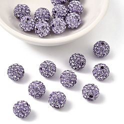 Фиолетовый Бусины с класс А стразами, pave disco бусины, cmолы и каолина, круглые, фиолетовые, С. 11 (1.7~1.8 мм), 10 мм, отверстие : 1.5 мм