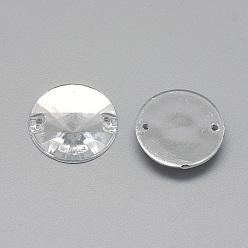Clear Sew on Rhinestone, Transparent Acrylic Rhinestone, Two Holes, Garment Accessories, Garment Accessories, Faceted, Half Round/Dome, Clear, 18x5.5mm, Hole: 0.8~1mm