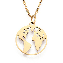 Золотой 201 подвесные из нержавеющей стали ожерелья, с кабельными цепями, земля, золотые, 15.7 дюйм (40 см), 1.5 мм, Кулон : 19x17x1 мм
