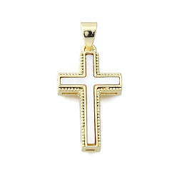 Настоящее золото 16K Пересекают латунные подвески, с оболочкой, реальный 16 k позолоченный, 23x13.5x3.5 мм, отверстие : 5.5x3 мм