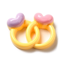 Ring Тема Дня святого Валентина, непрозрачная смола, декодированные кабошоны, кольцо, 20x26x9 мм